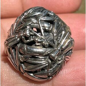 Vintage John hardy style sterling silver bamboo & praying Mantis done ring sz 7